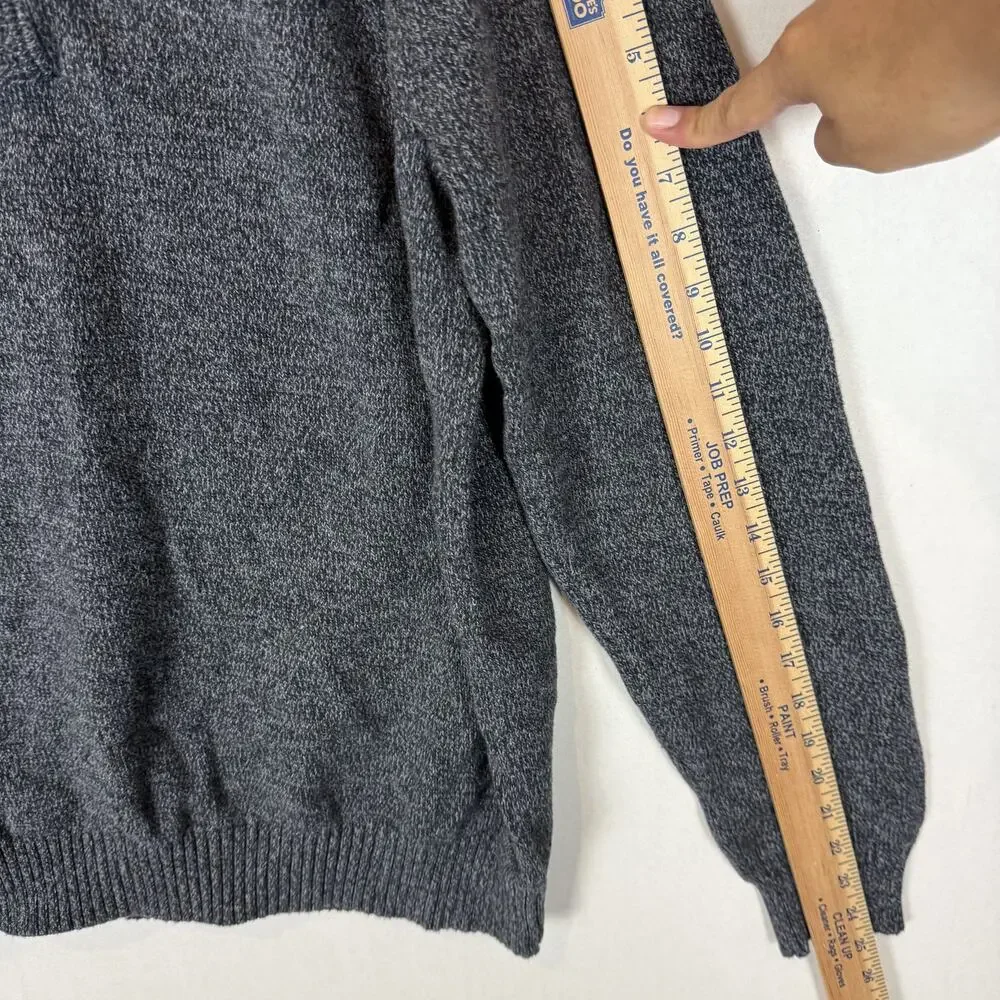 Weatherproof Vintage Sweater Mens Large Charcoal‎ Quarter Zip Knitted Cotton